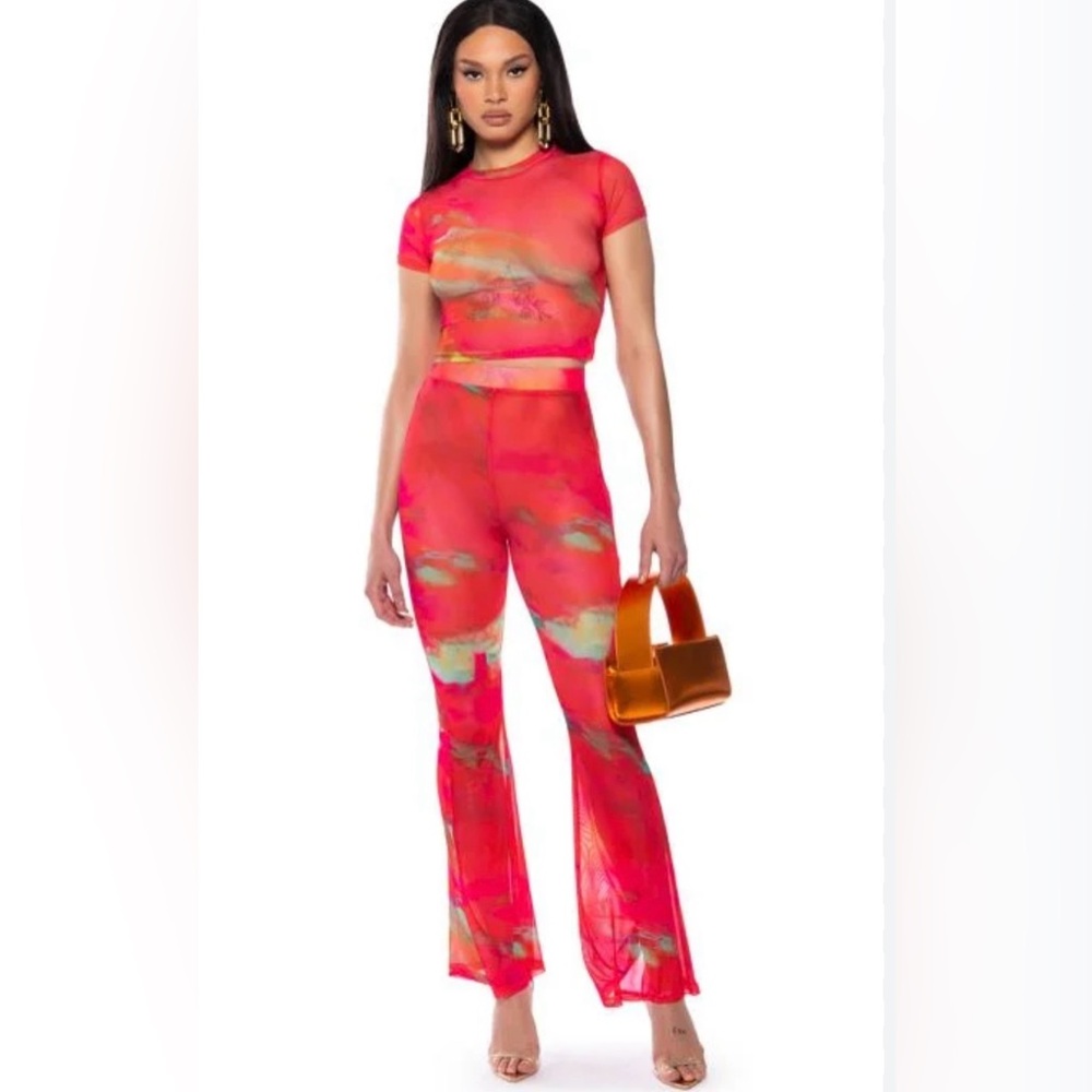 Akira Ari printed mesh flare leggings